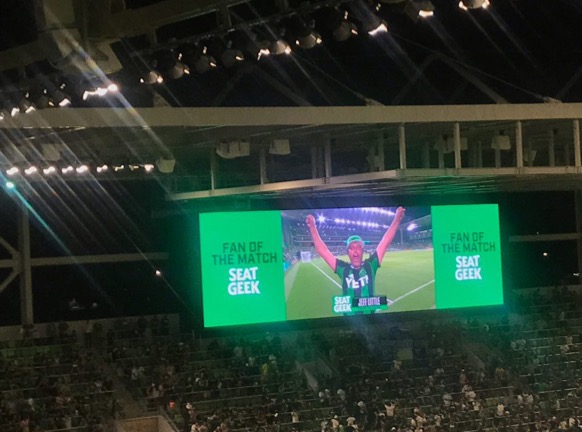 Of Course Jefe is Named Fan of the Match at an Austin FC Game